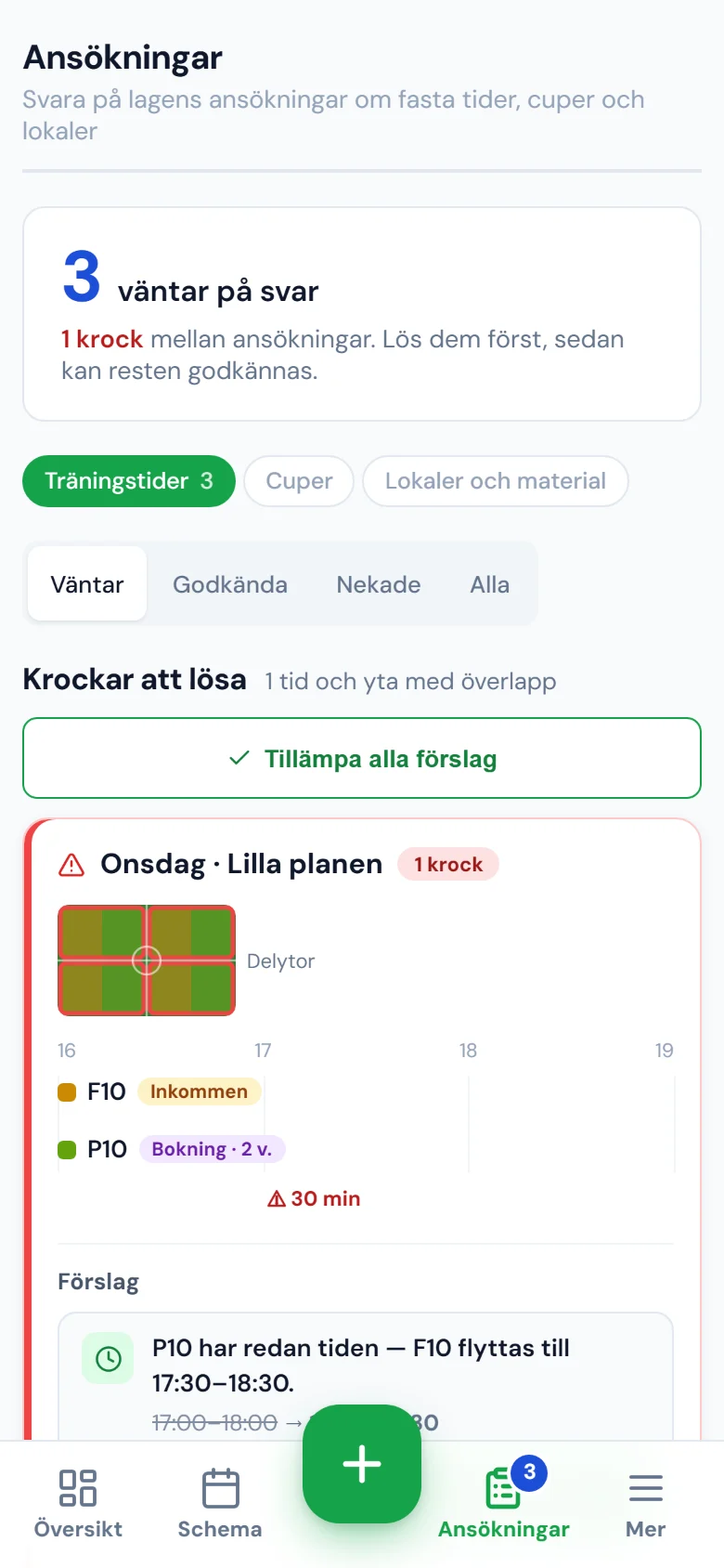 Ansökningar i mobilen med en krock att lösa.